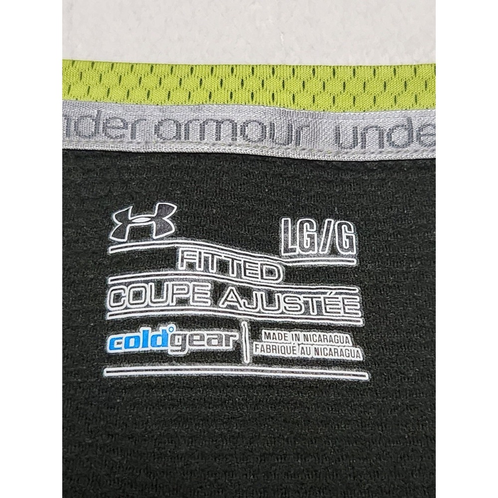 UA Fitted Coupe Ajustee Cold Gear Thumbhole LS Neon Green Thermal Women's Size L - Picture 7 of 8